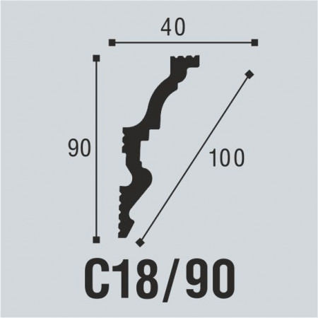 Плинтус потолочный Bellо Deco XPS С18/90 (2000х90х40 мм) Полистирол